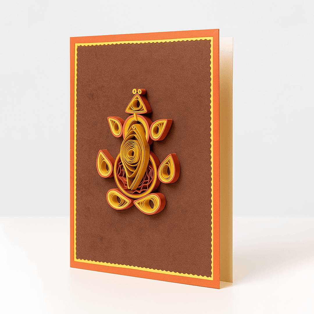 Handcrafted Quilled Greeting Card – Divine Ganesha Motif by WishKarde